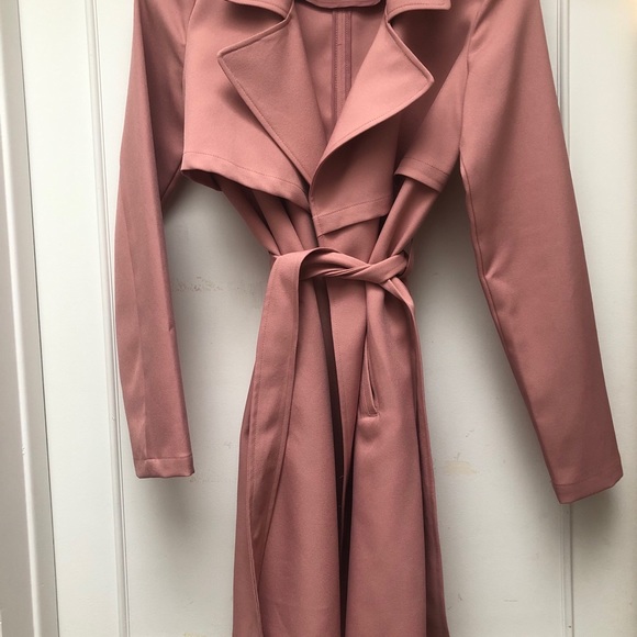 SOLD - Dusty Rose Modern Trench Coat - Picture 4 of 5